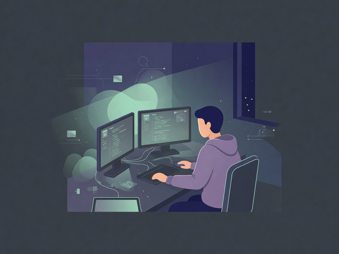 Software engineer at dual monitors