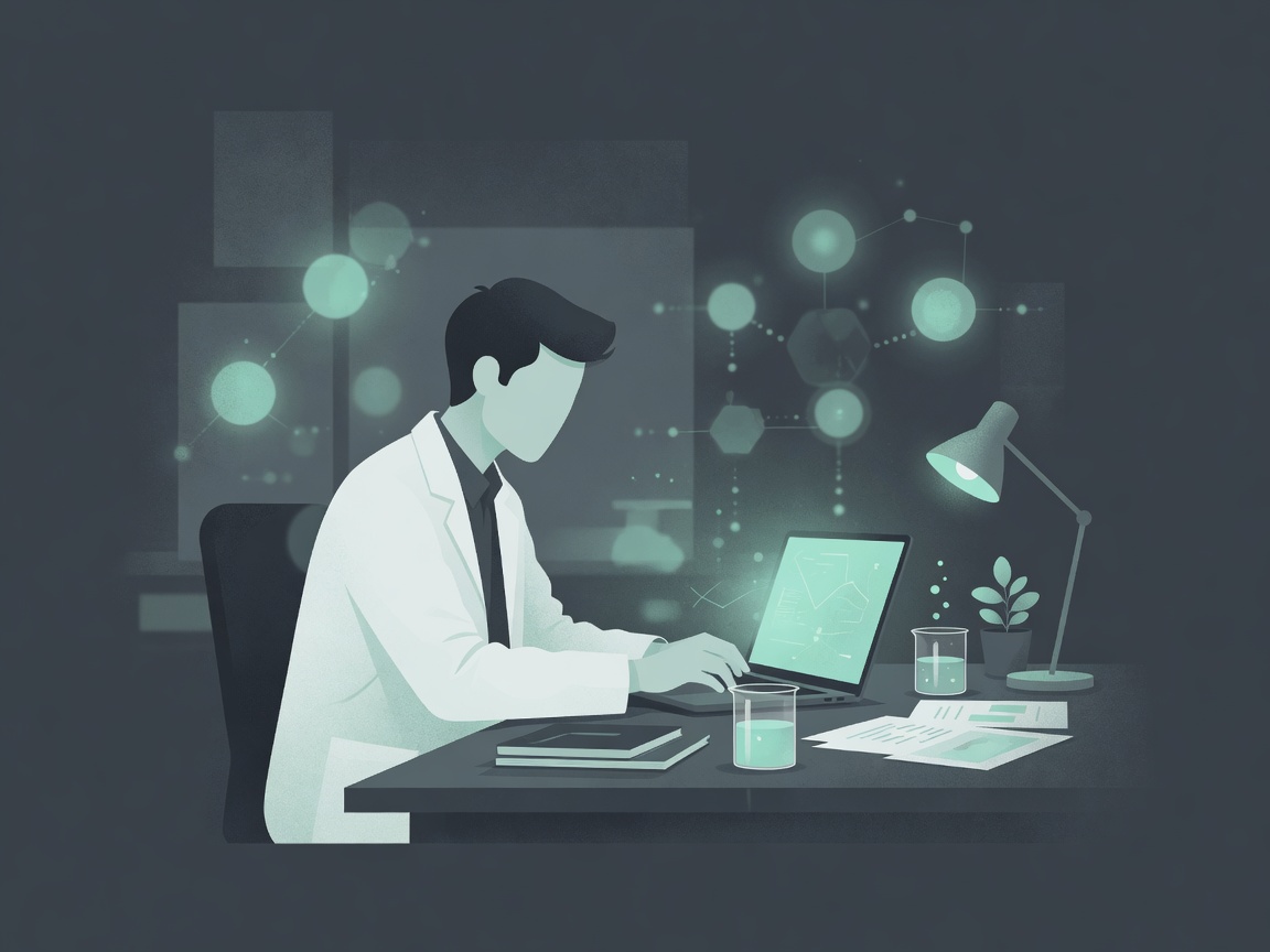 Scientist working at a research desk